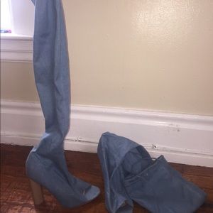 Women’s Over the knee denim heeled boots
